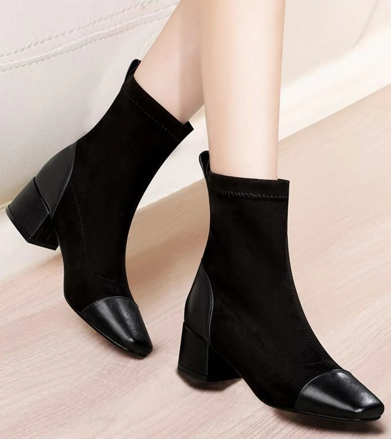 Chelsea Suede Black Shoes For Womens Autunno Inverno Stivaletti in pelle Fashion Ladies Zeppe Stivali 35 37 38 39 40 Wo