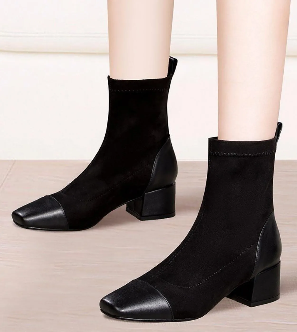 Chelsea Suede Black Shoes For Womens Autunno Inverno Stivaletti in pelle Fashion Ladies Zeppe Stivali 35 37 38 39 40 Wo