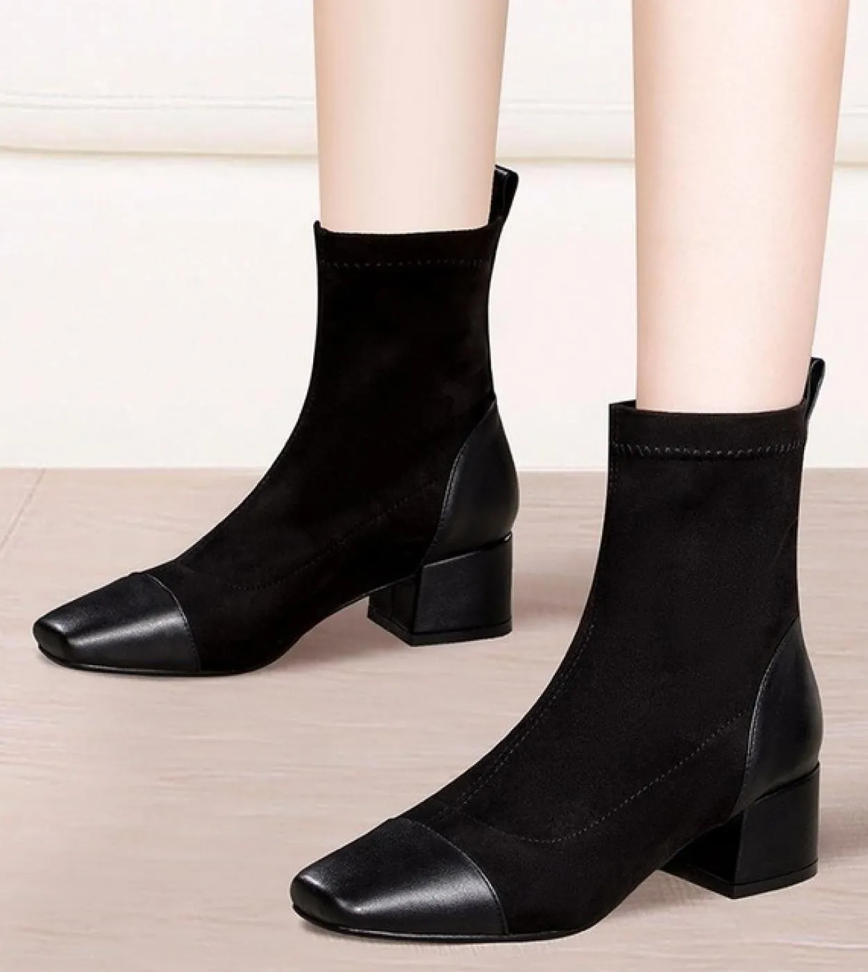 Chelsea Suede Black Shoes For Womens Autunno Inverno Stivaletti in pelle Fashion Ladies Zeppe Stivali 35 37 38 39 40 Wo