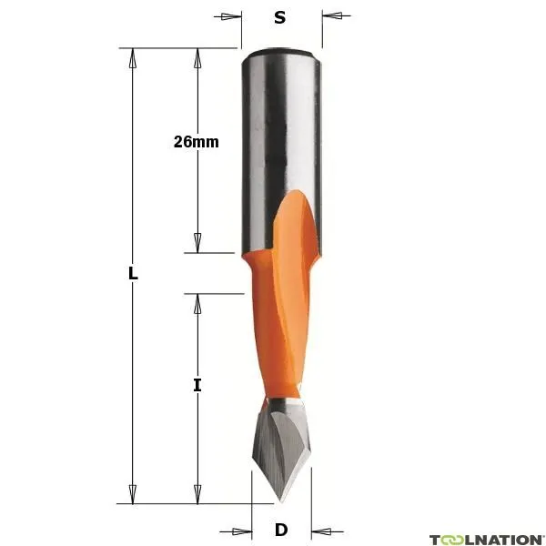 CMT 313.050.12 Trapano a tazza conico 5mm, albero 10x26 sinistro