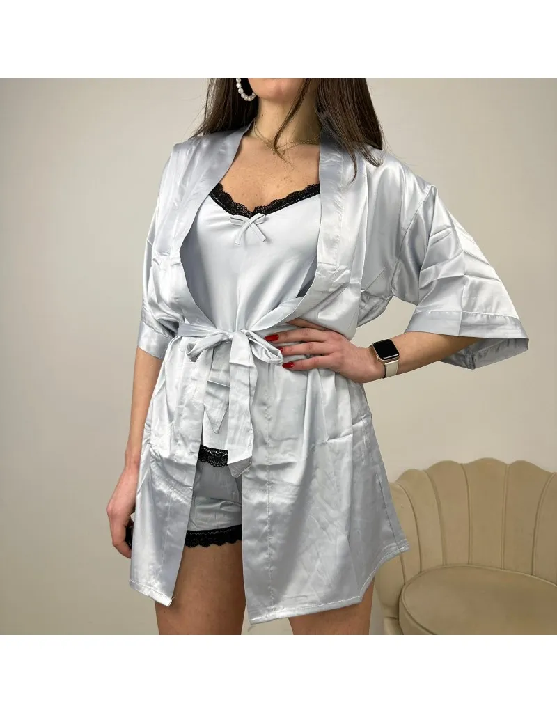 CO ORD SET NIGHT SATIN AZZURRO