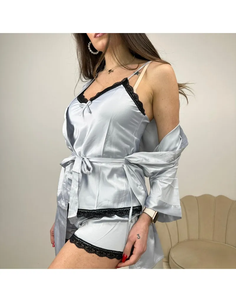 CO ORD SET NIGHT SATIN AZZURRO