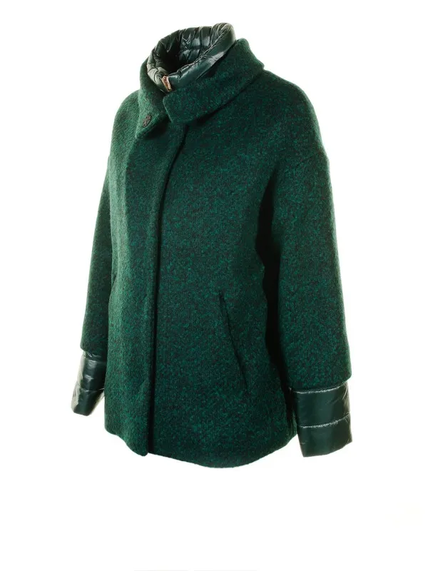 Coat in ecological wool and ultralight nylon
