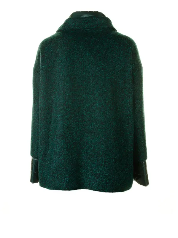 Coat in ecological wool and ultralight nylon