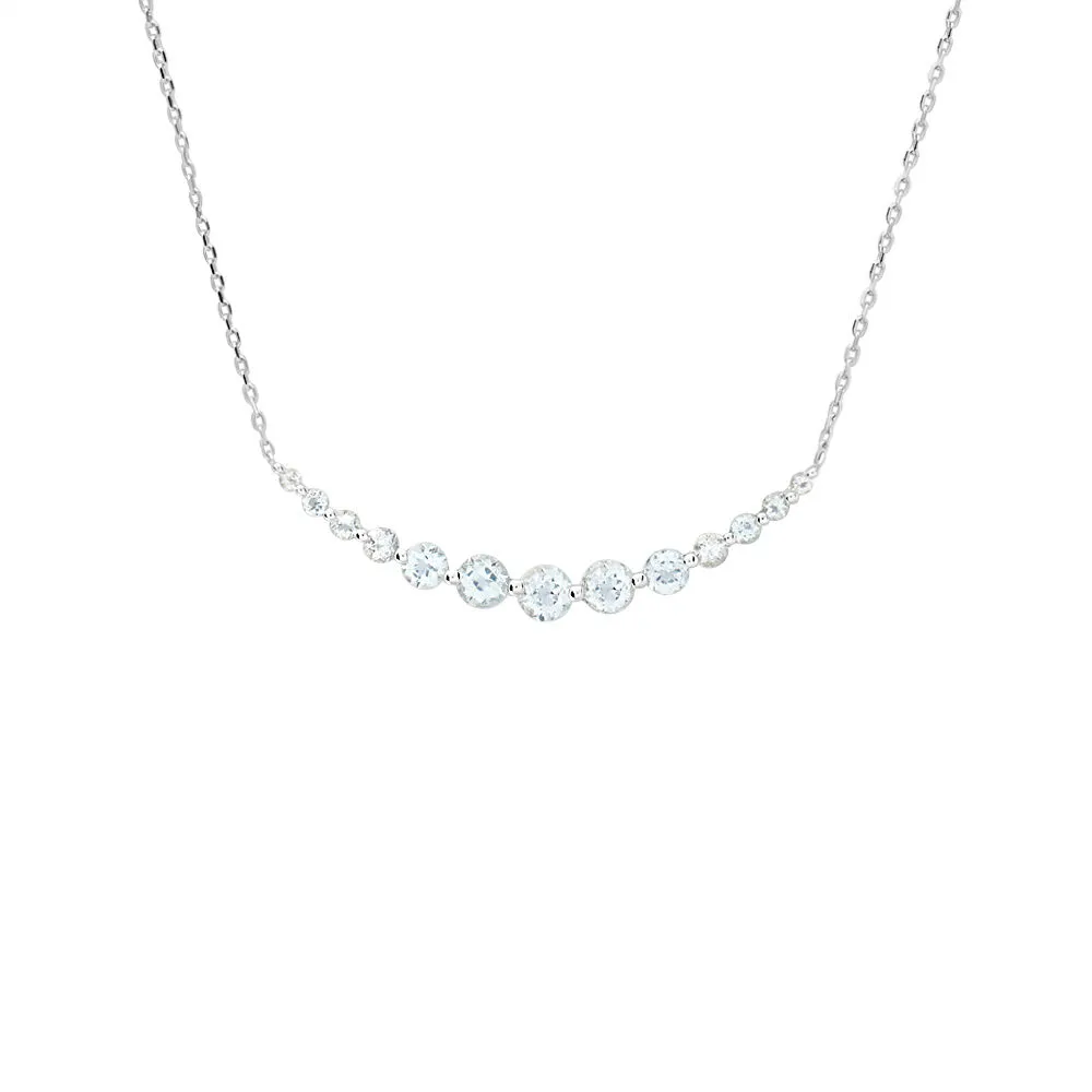 Collana Amélie Oro Bianco 375/1000 Maglia Forzatina Rotonda Topazio Sky Blue 40+2 cm 1428250