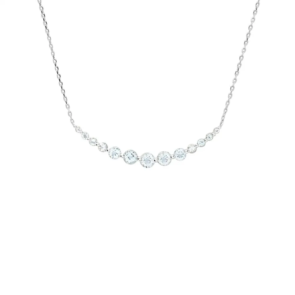 Collana Amélie Oro Bianco 375/1000 Maglia Forzatina Rotonda Topazio Sky Blue 40+2 cm 1428250