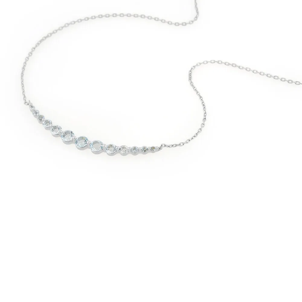 Collana Amélie Oro Bianco 375/1000 Maglia Forzatina Rotonda Topazio Sky Blue 40+2 cm 1428250