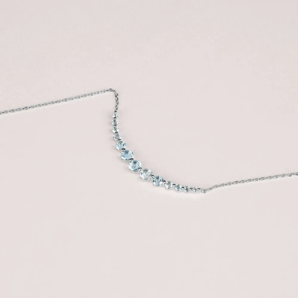 Collana Amélie Oro Bianco 375/1000 Maglia Forzatina Rotonda Topazio Sky Blue 40+2 cm 1428250