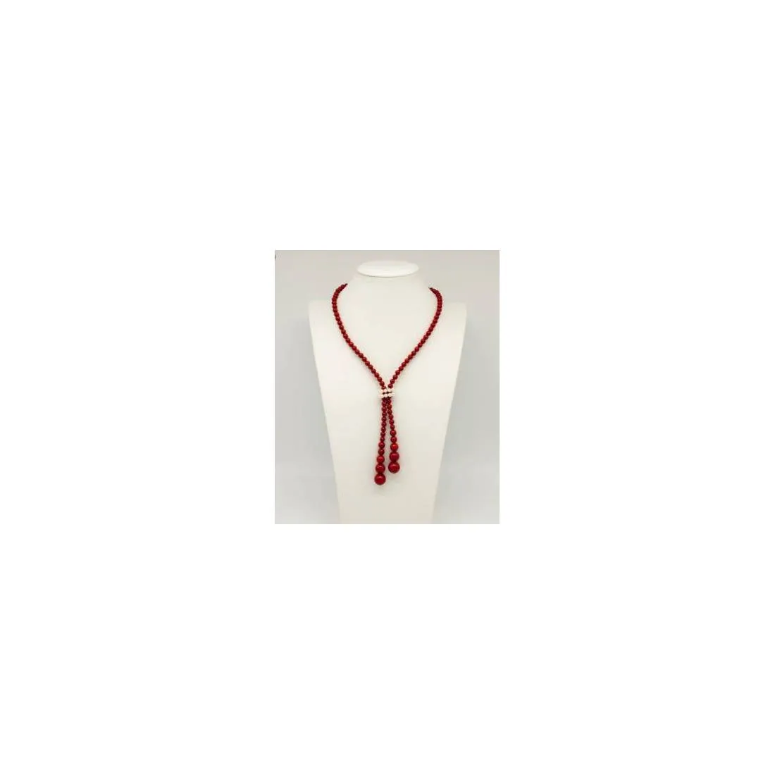 COLLANA DI PERLE MILUNA PASTA DI CORALLO ROSSO SCIARPETTA ARGENTO 925% TERRA E MARE CLD3658