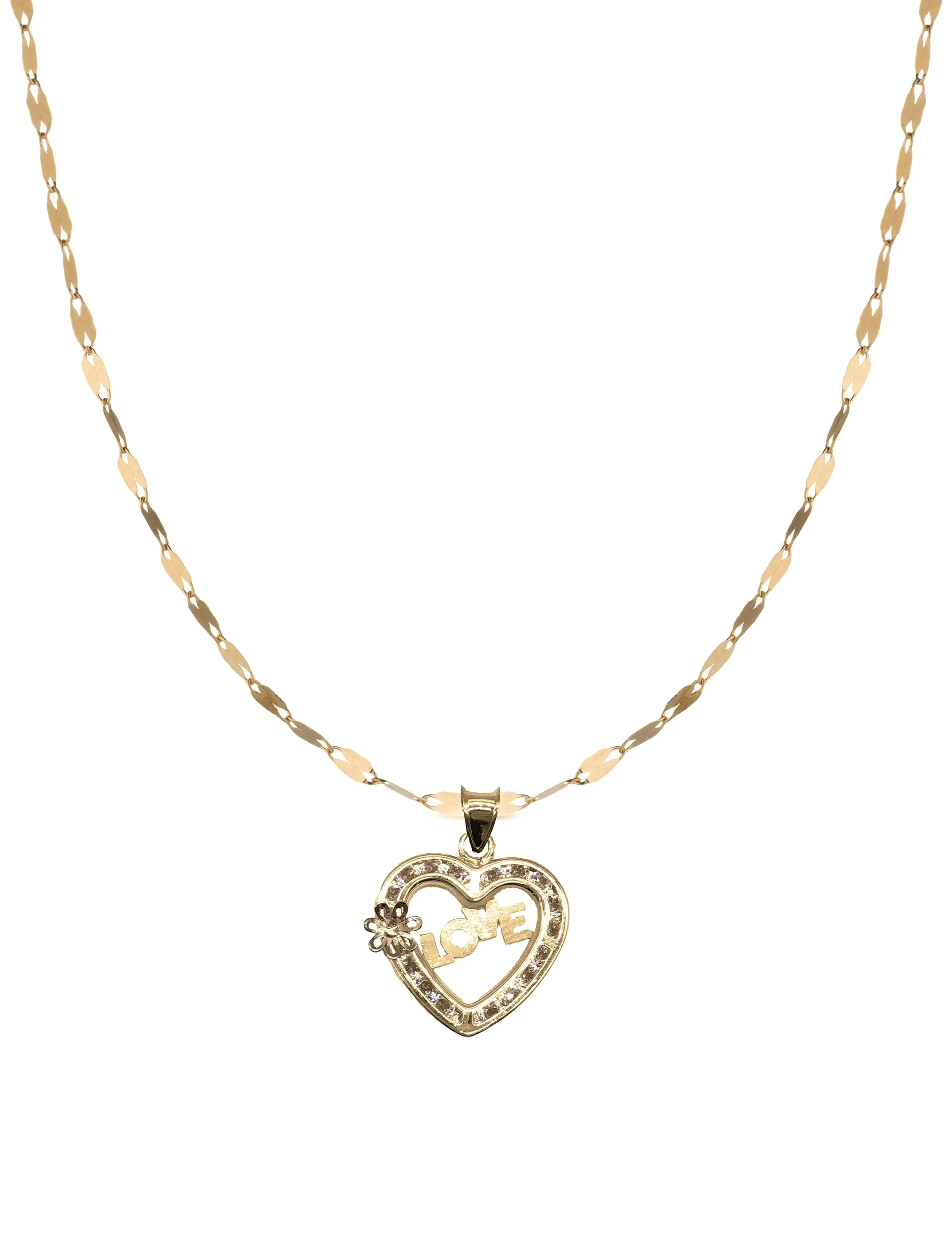 Collana Specchiata pendente cuore in Oro Giallo + BOX LUCE