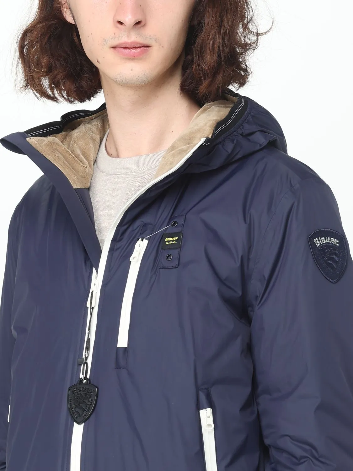Copia del PIUMINO NYLON CON INTERNO IN PELLICCIA DEVON UOMO BLAUER 23WBLUC11013-006007 BLU