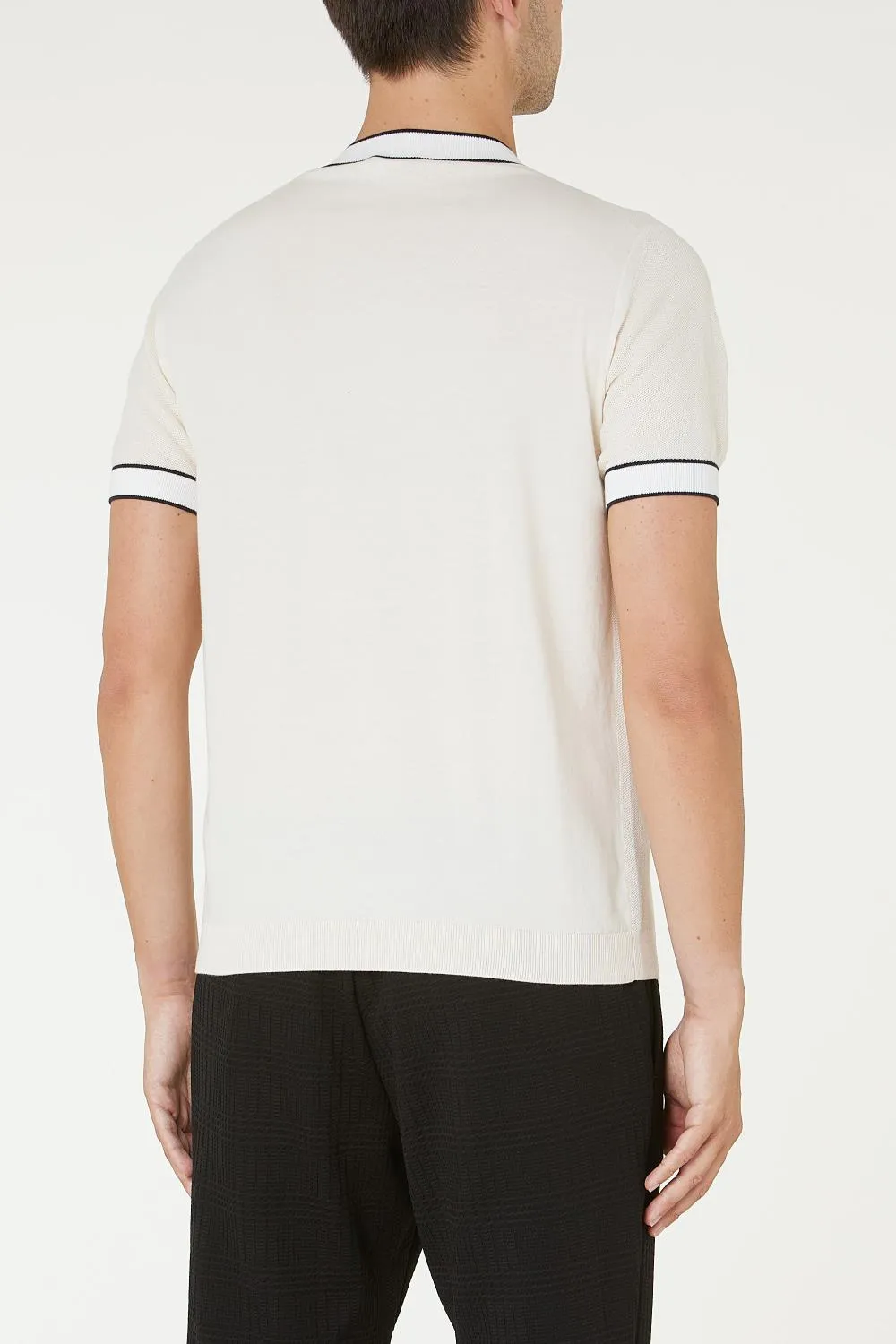 Crew Neck T-Shirt with Contrasting Details Paolo Pecora / White
