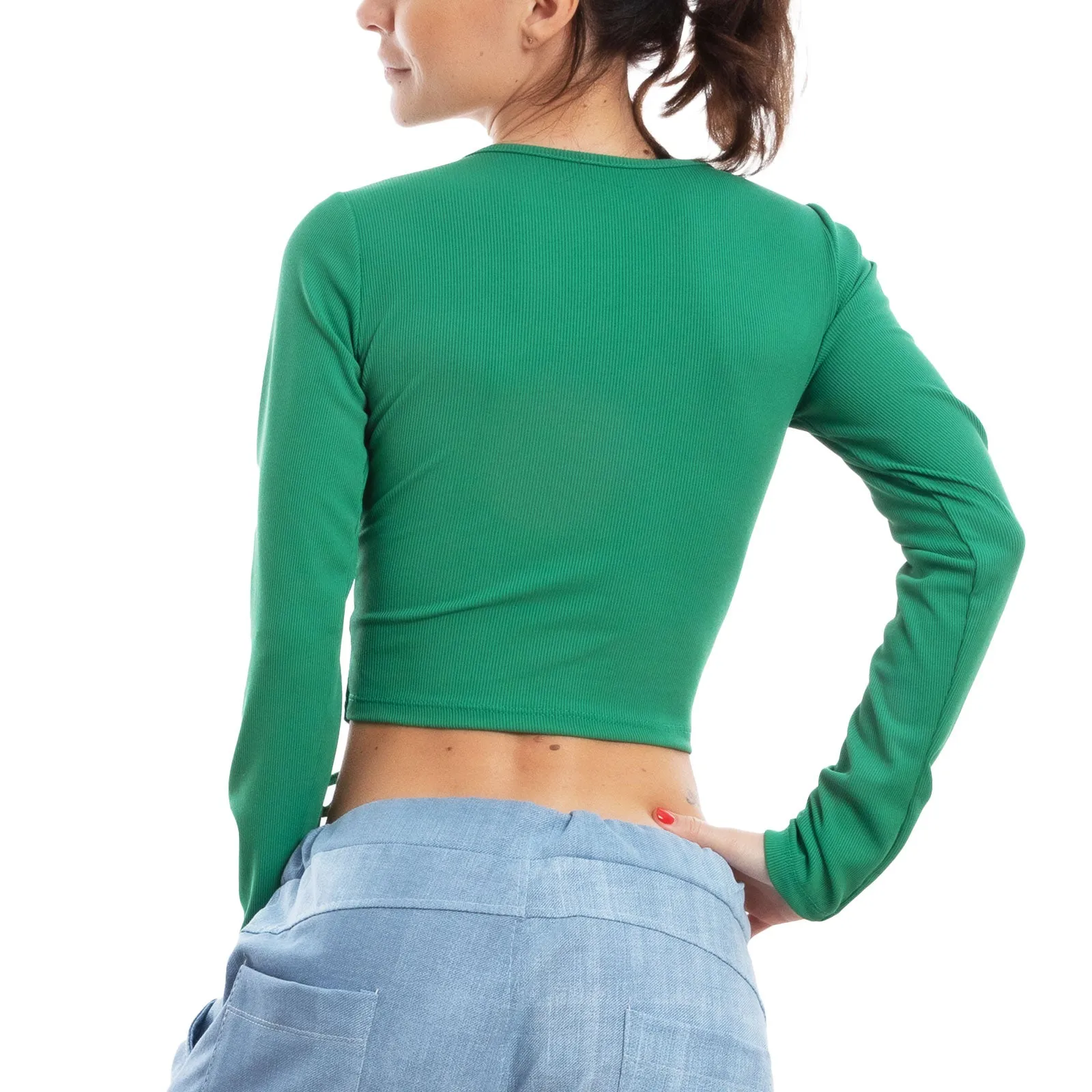 Crop Top A Costine Donna Maglietta Vi-8582