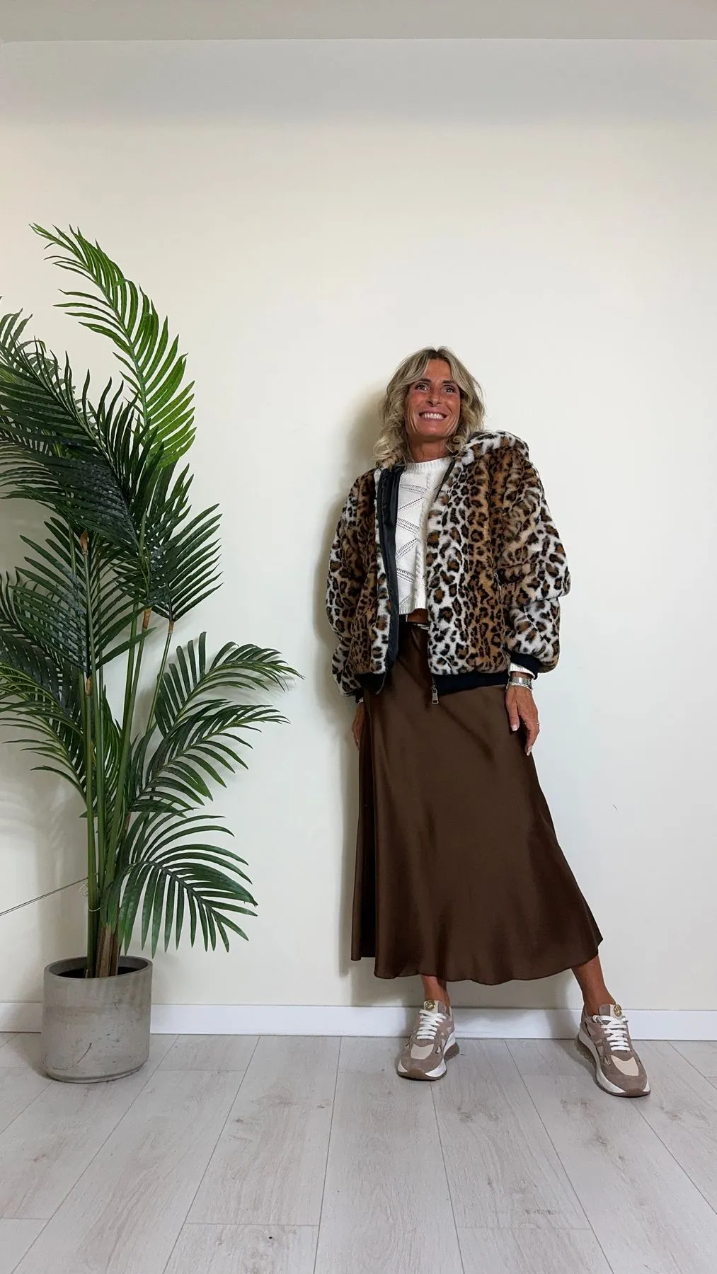 DAFNE - GO1625P69 - BOMBER ECO PELLICCIA ANIMALIER CON CAPPUCCIO