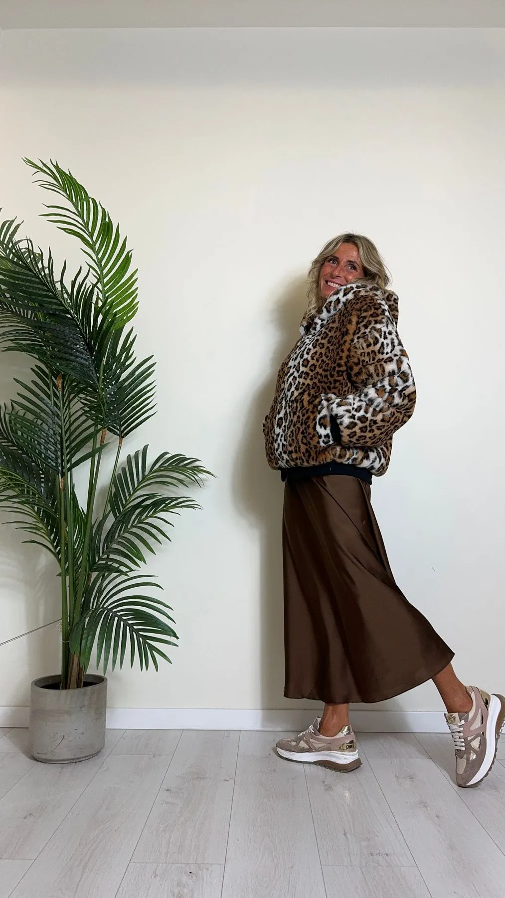 DAFNE - GO1625P69 - BOMBER ECO PELLICCIA ANIMALIER CON CAPPUCCIO