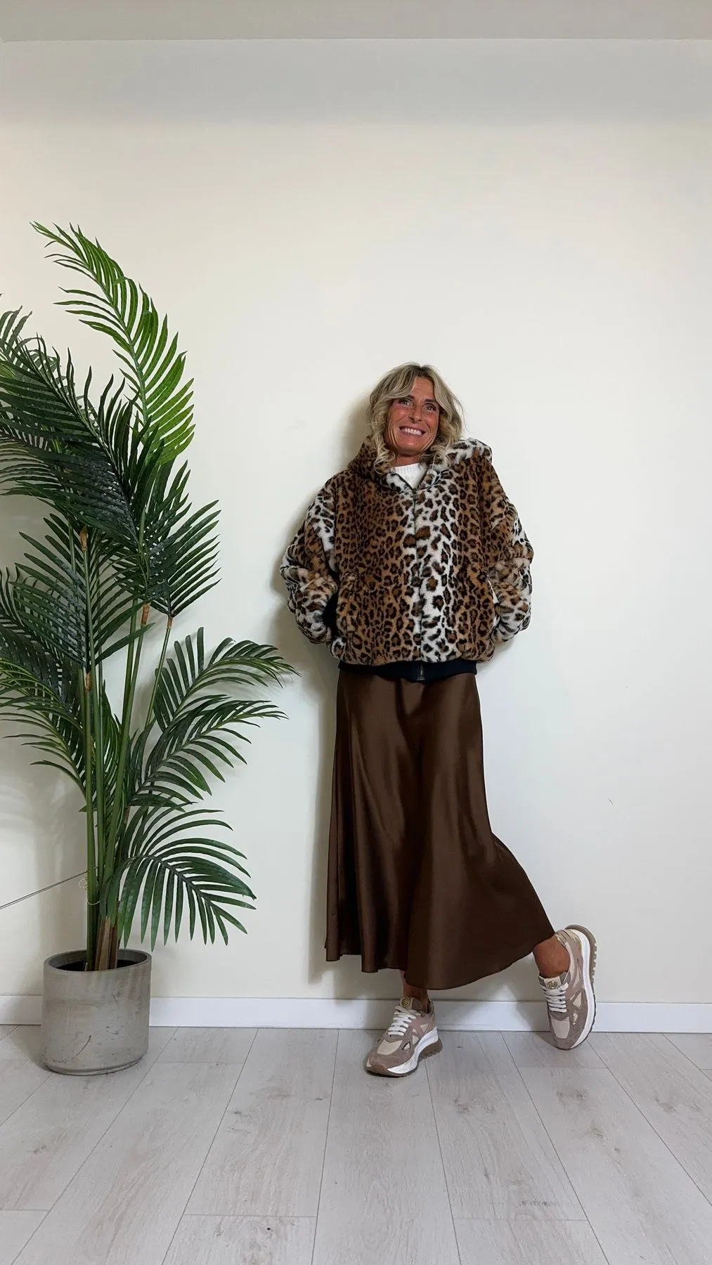 DAFNE - GO1625P69 - BOMBER ECO PELLICCIA ANIMALIER CON CAPPUCCIO