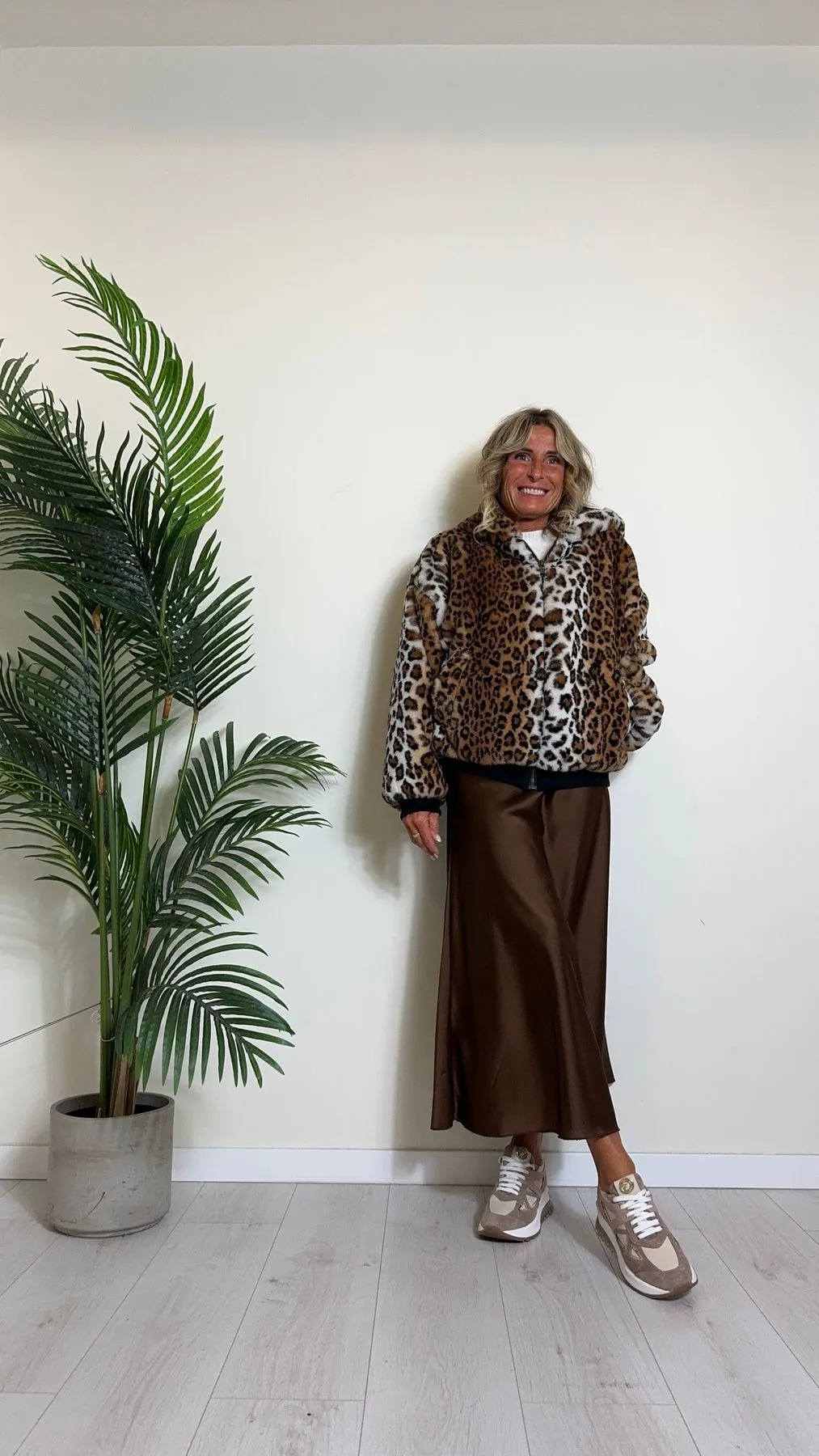 DAFNE - GO1625P69 - BOMBER ECO PELLICCIA ANIMALIER CON CAPPUCCIO
