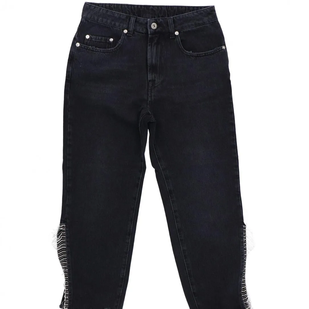 Denim frange strass 91111 Nero