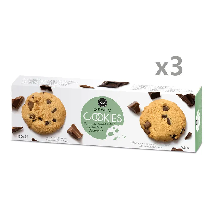 Deseo 3 scatoline - Cookies Cioccolato Fondente e al Latte 160 gr