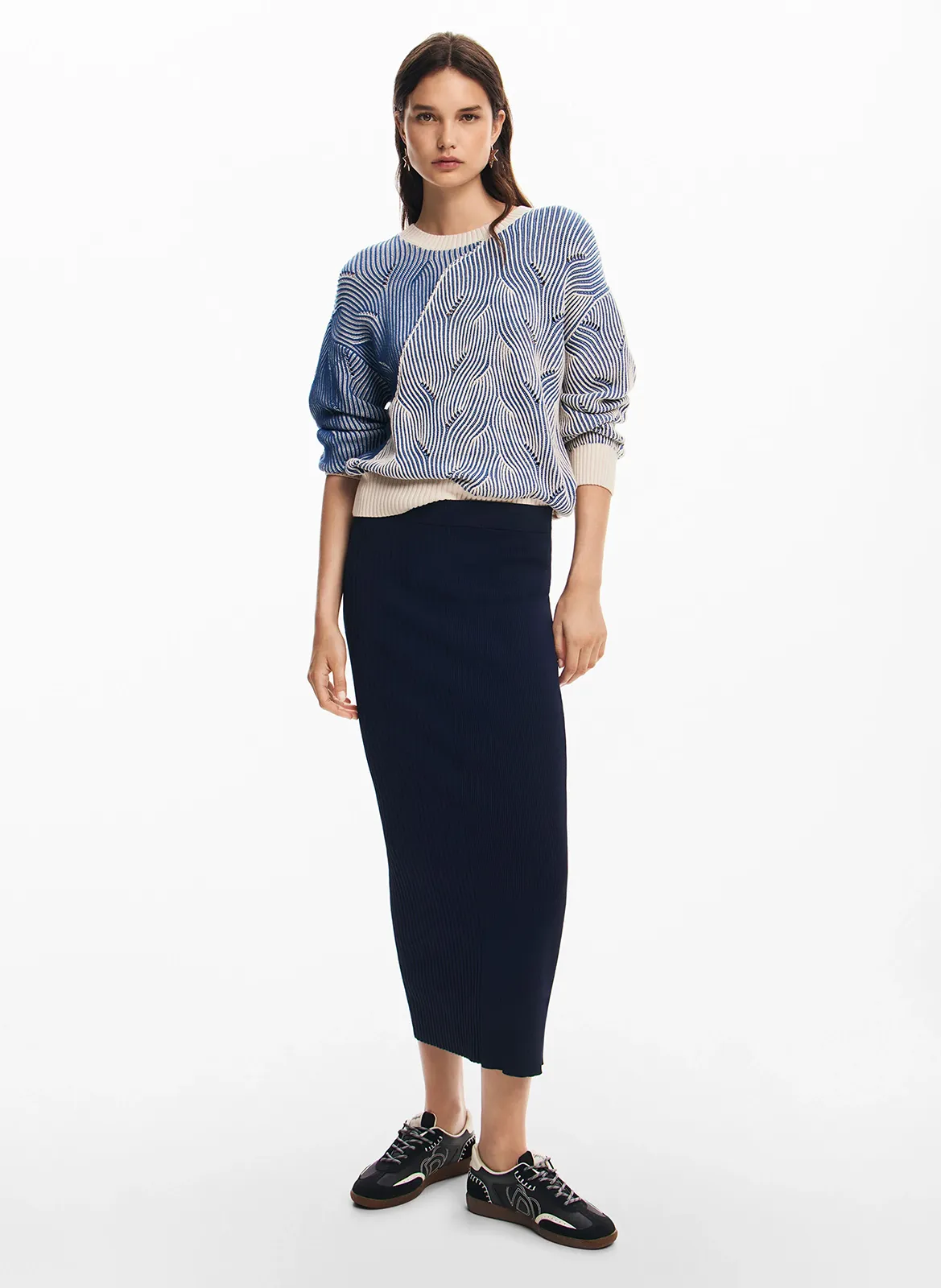  DESIGUAL   Gonna longuette in maglia | Blu