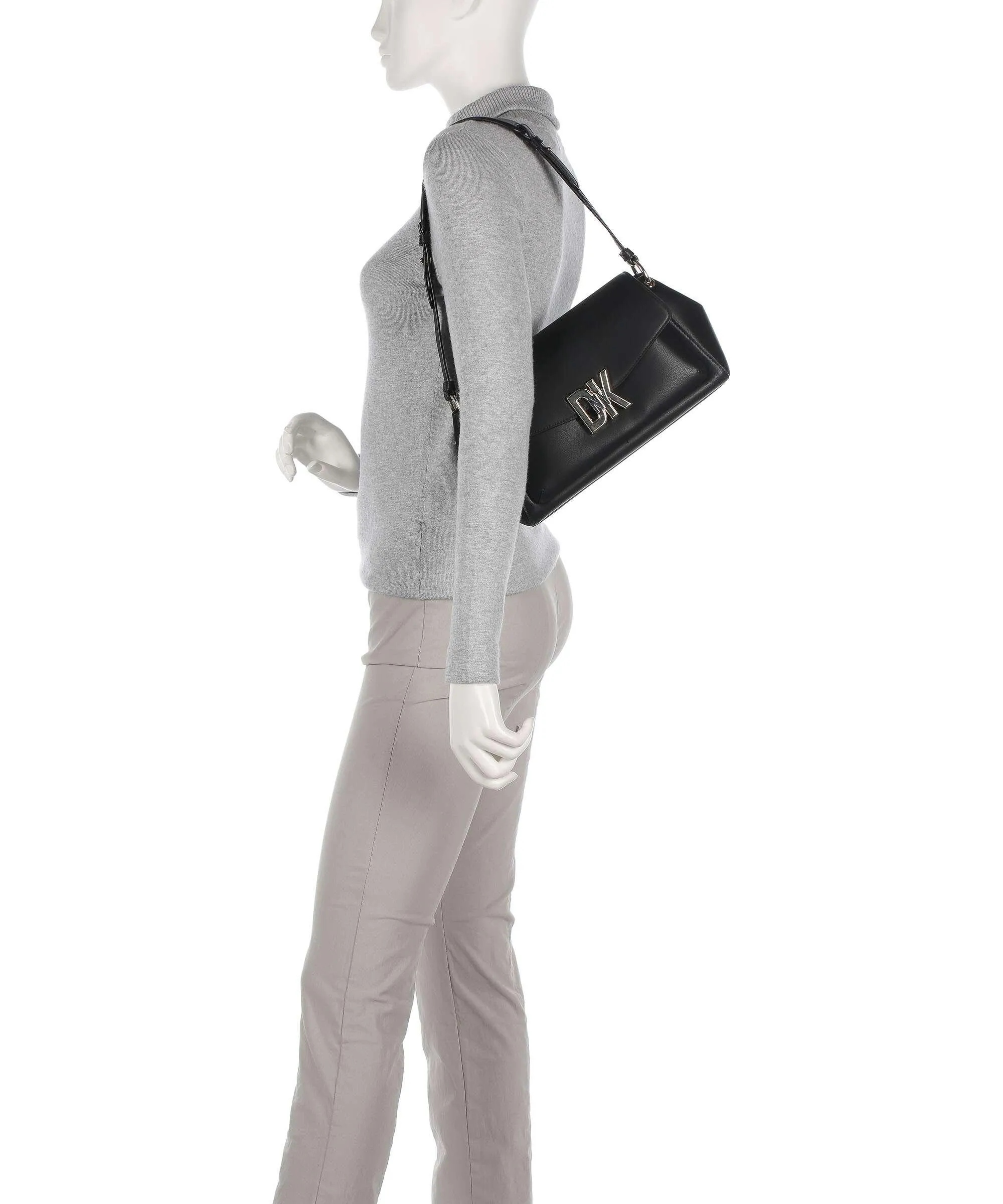  DKNY Milano Downtown Borsa a spalla pelle di vacchetta finemente grana nero  