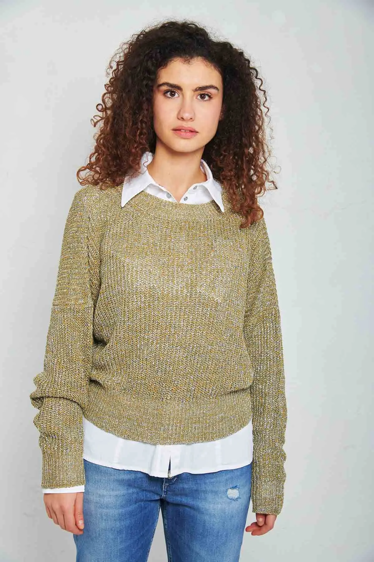 DONDUP Maglia girocollo in viscosa con lurex