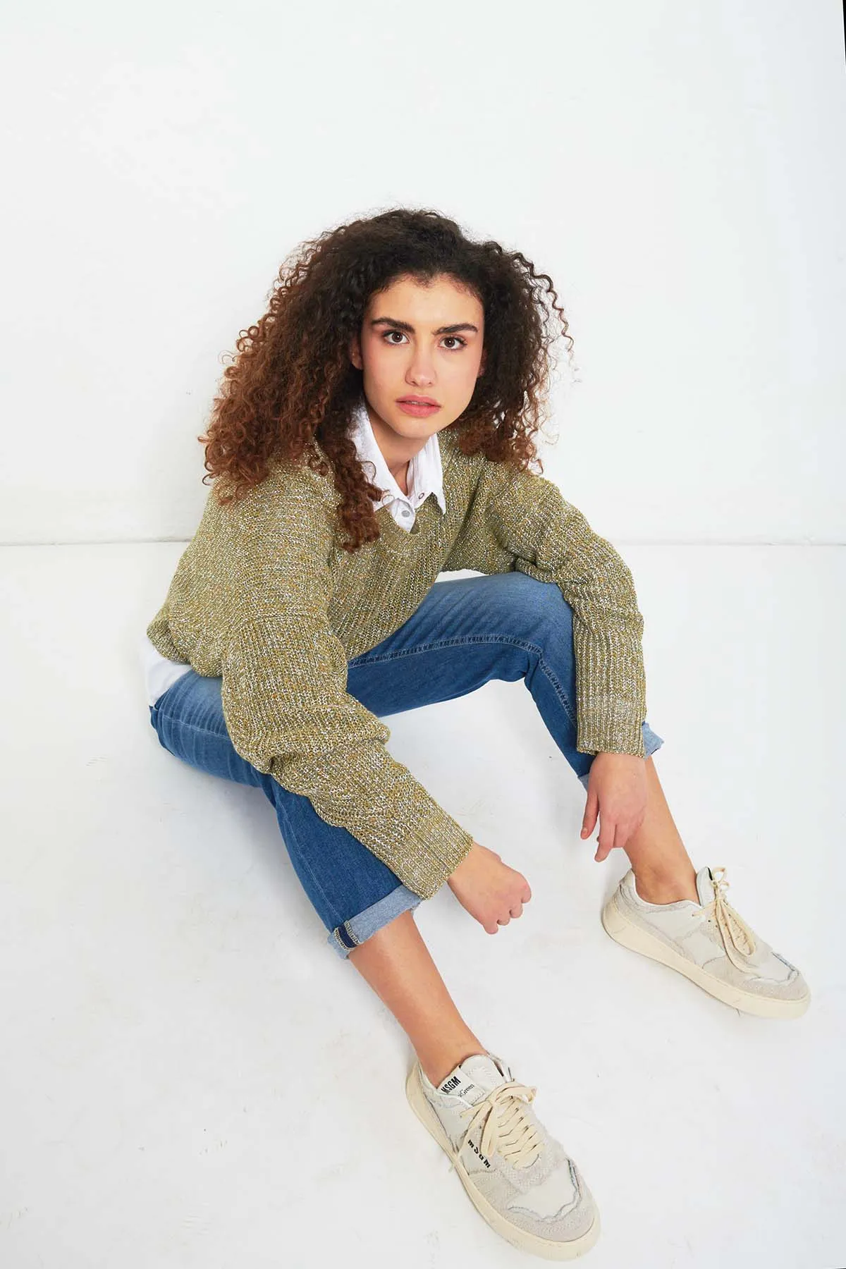 DONDUP Maglia girocollo in viscosa con lurex
