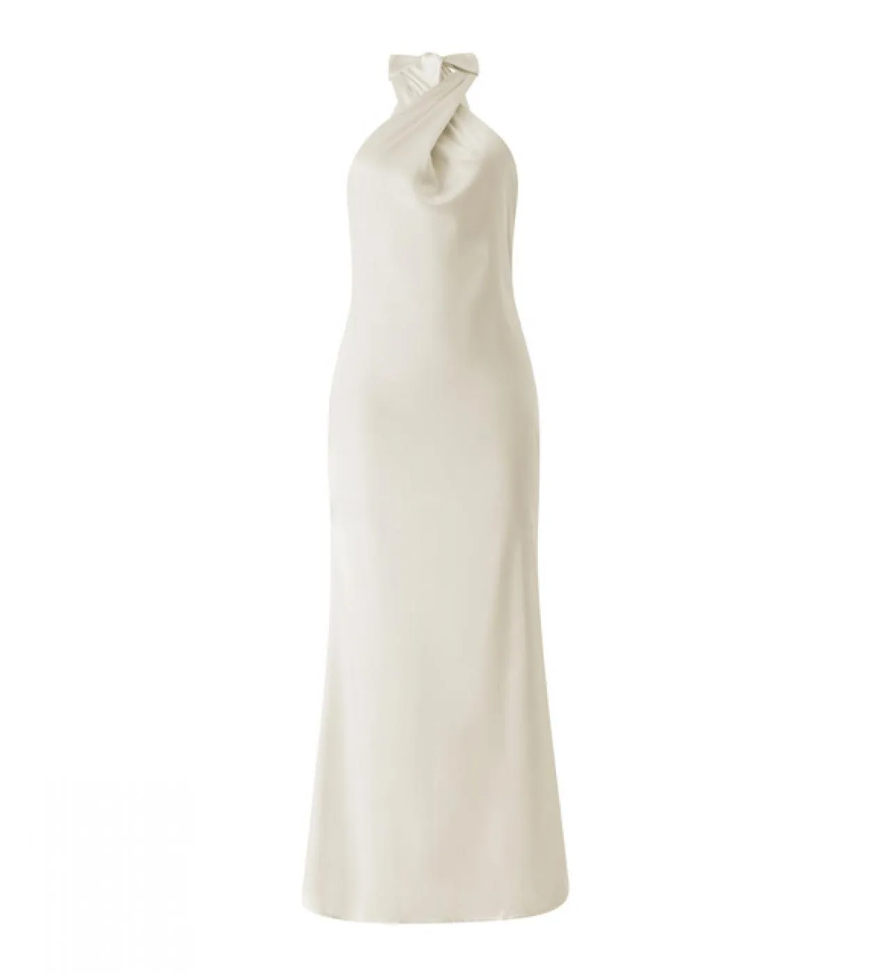 Donne Split Cut Out Halter Neck senza maniche con cinturino per spaghetti Halter Neck Backless Satin Long Dress Beach Party Stre