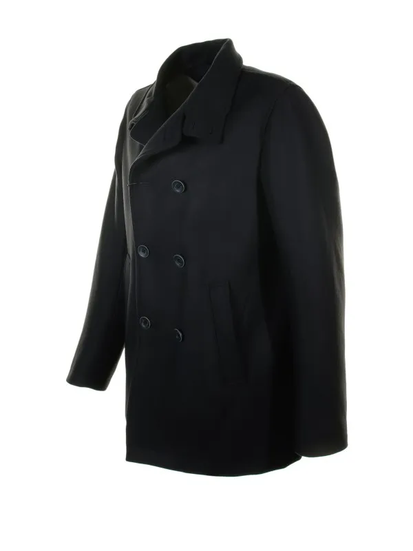 Double-breasted wool trench coat