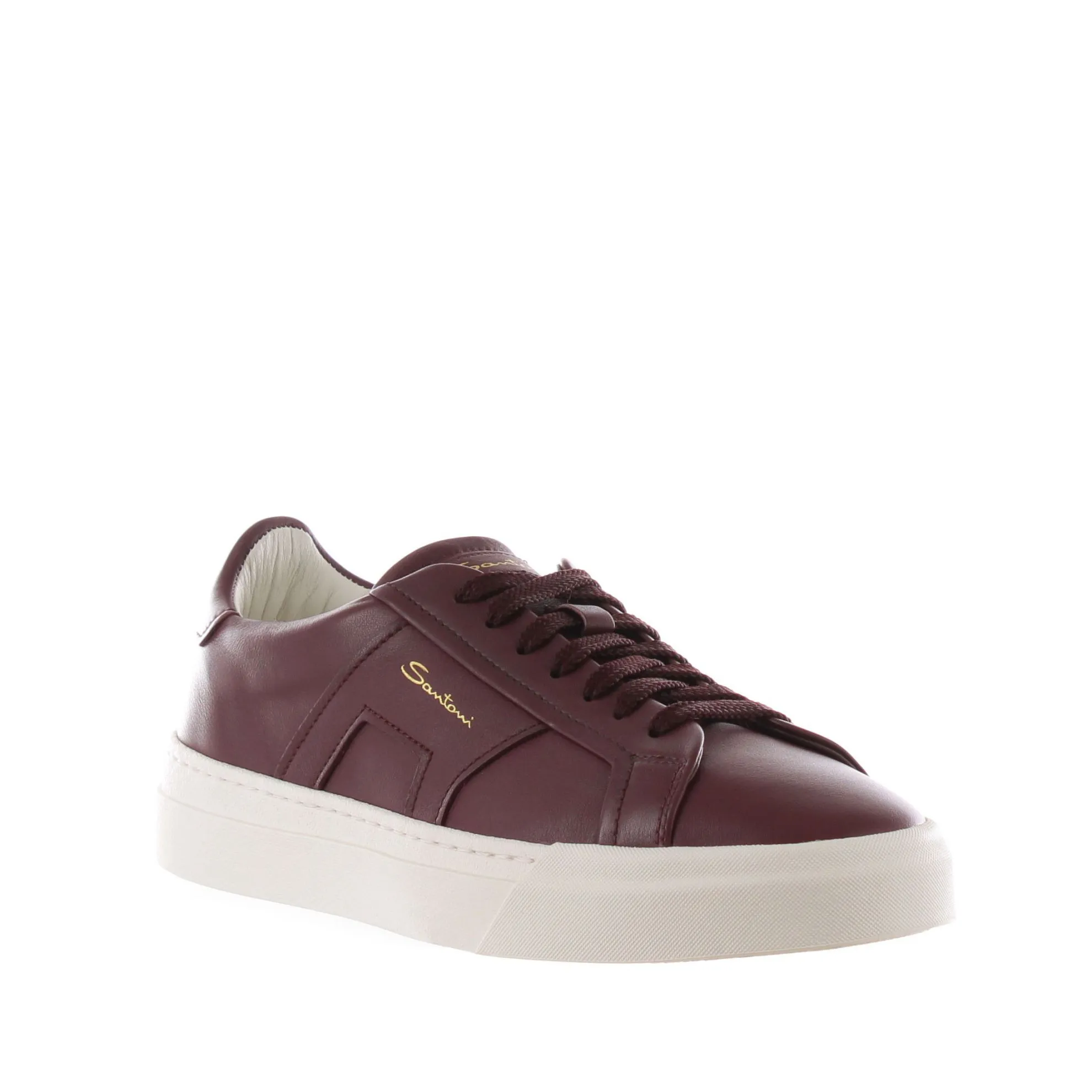 Double buckle sneaker in pelle