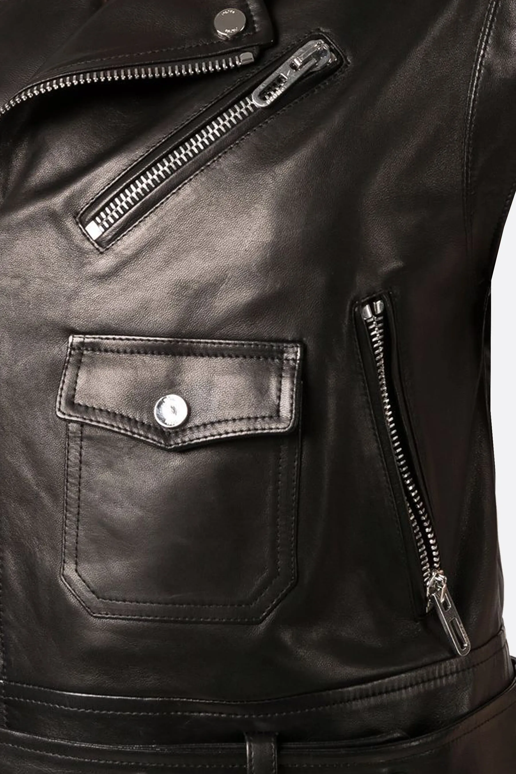  DROME giubbotto biker smanicato in nappa 