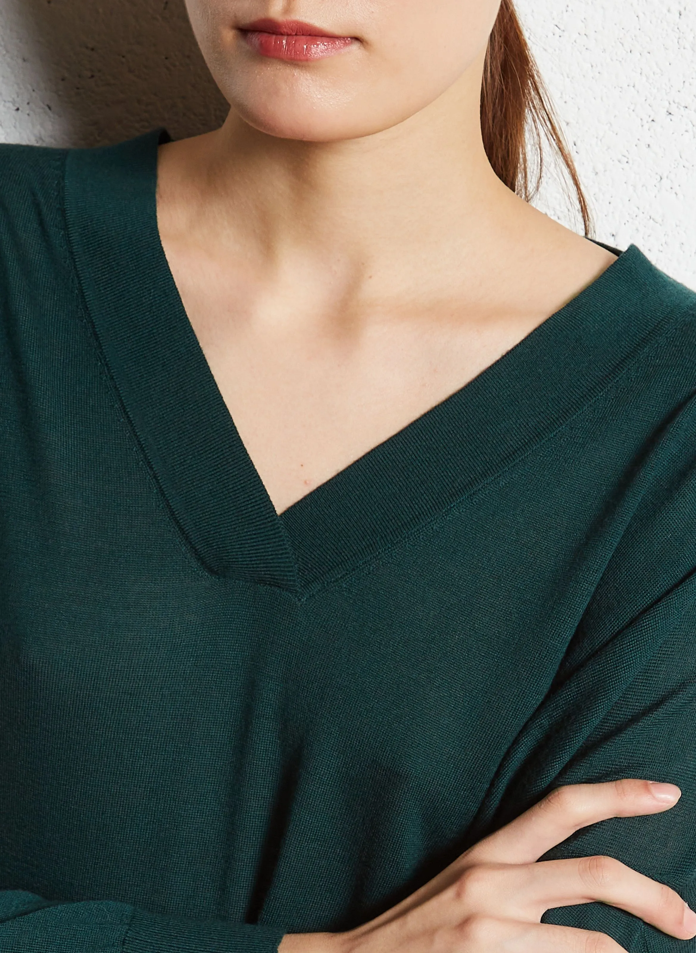  EKYOG   MAKO - Maglione ampio scollo a V in lana | Verde