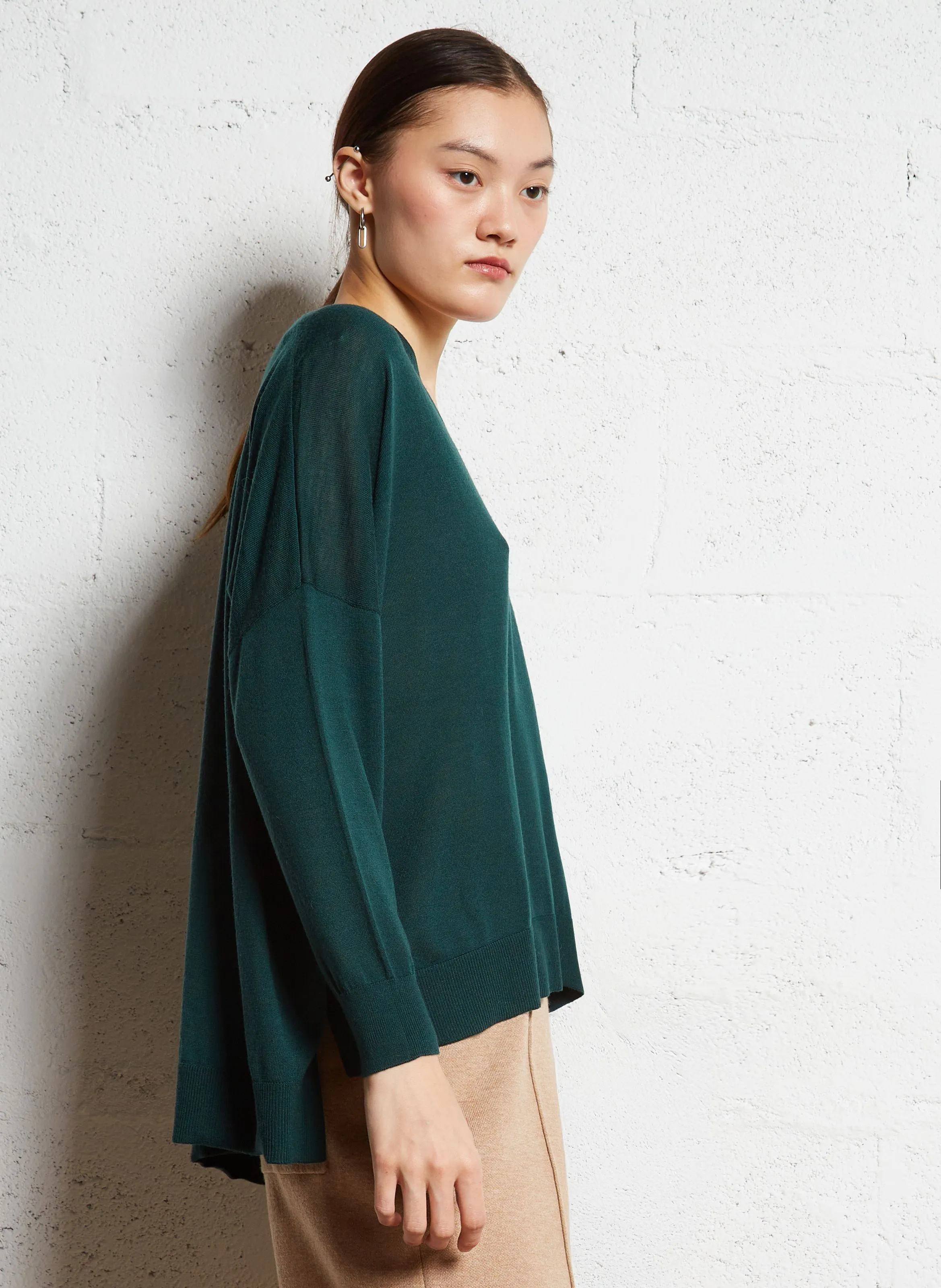  EKYOG   MAKO - Maglione ampio scollo a V in lana | Verde