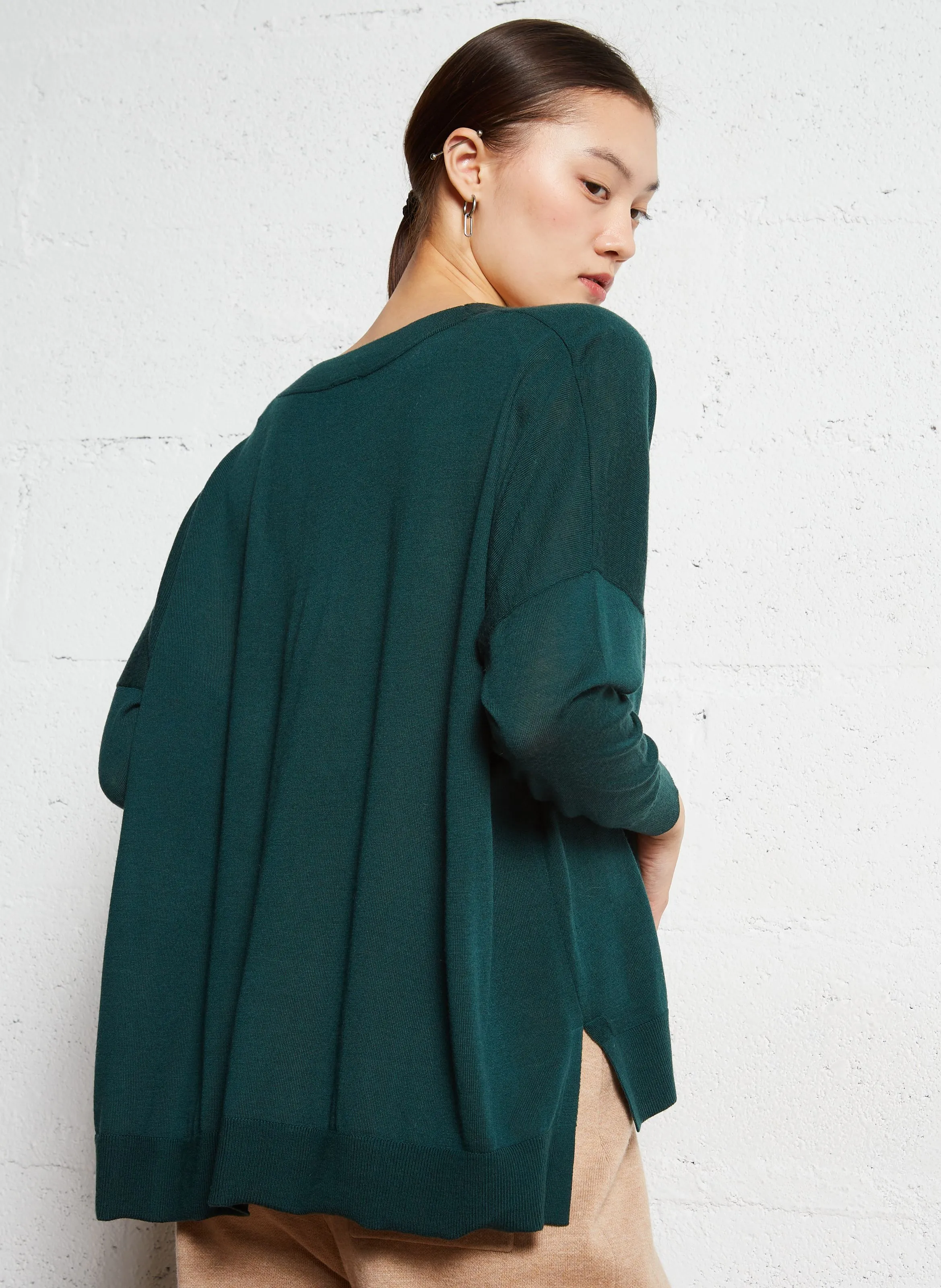  EKYOG   MAKO - Maglione ampio scollo a V in lana | Verde