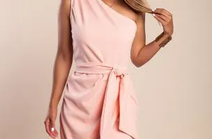 Elegante mini abito con cintura e gonna ad incrocio Ireland, rosa chiaro