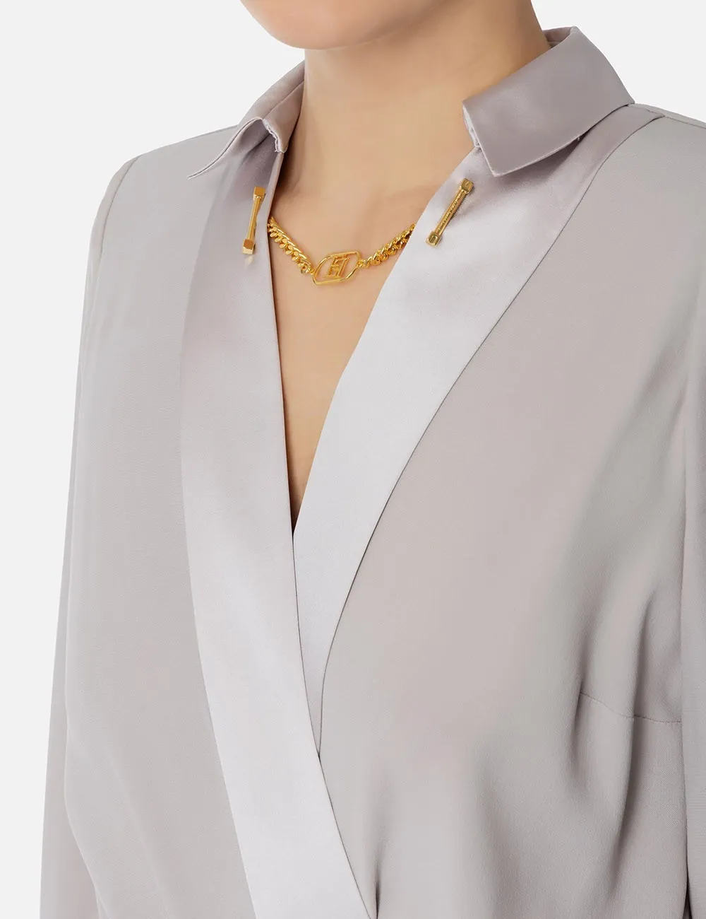 Elisabetta Franchi     Tuta combinata in crêpe e viscosa perla