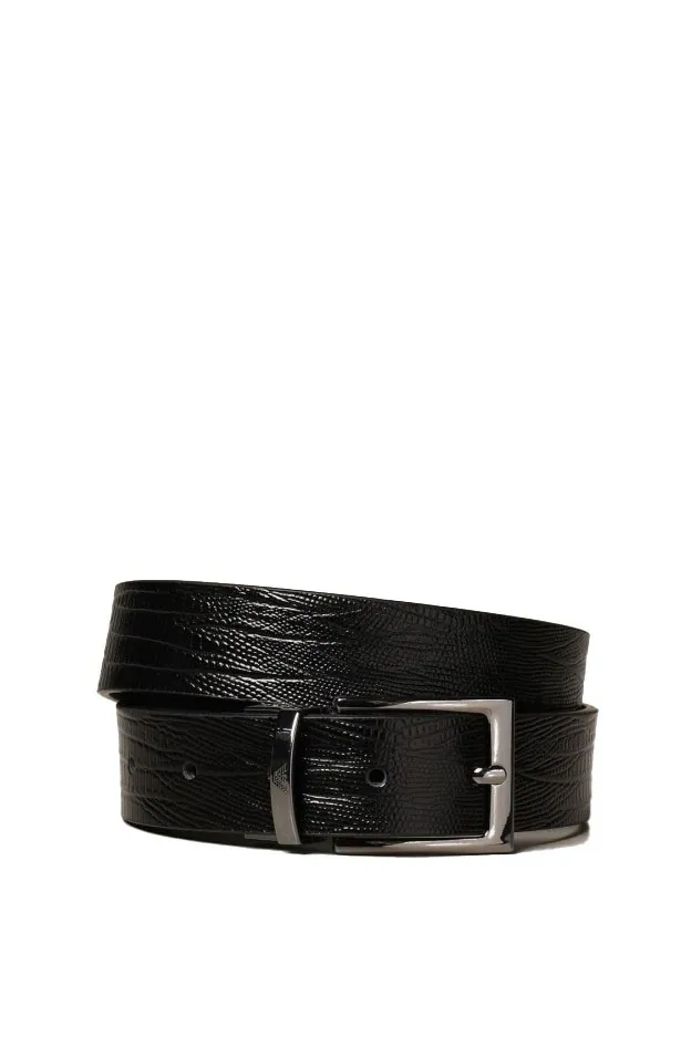 Emporio Armani Cintura reversibile in vitello con stampa rettile