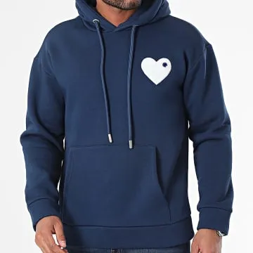 Felpa con cappuccio Coeur Chic blu navy bianco