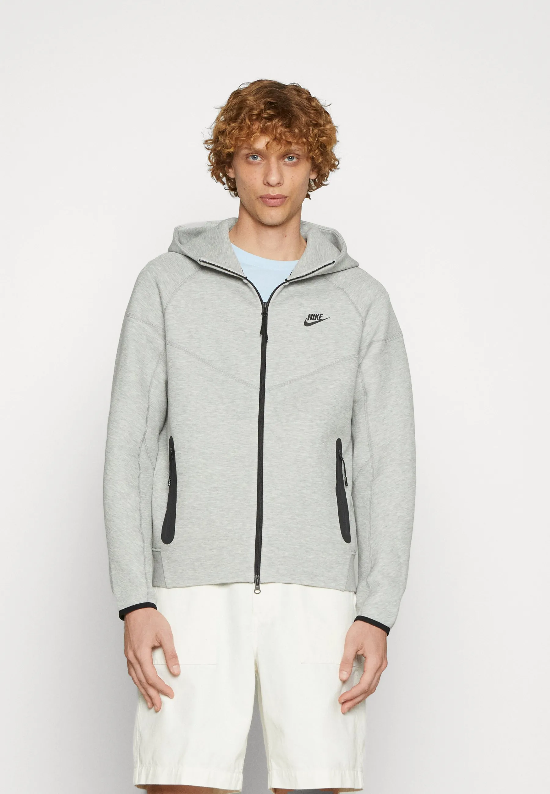 Felpa con zip -  grey heather/black