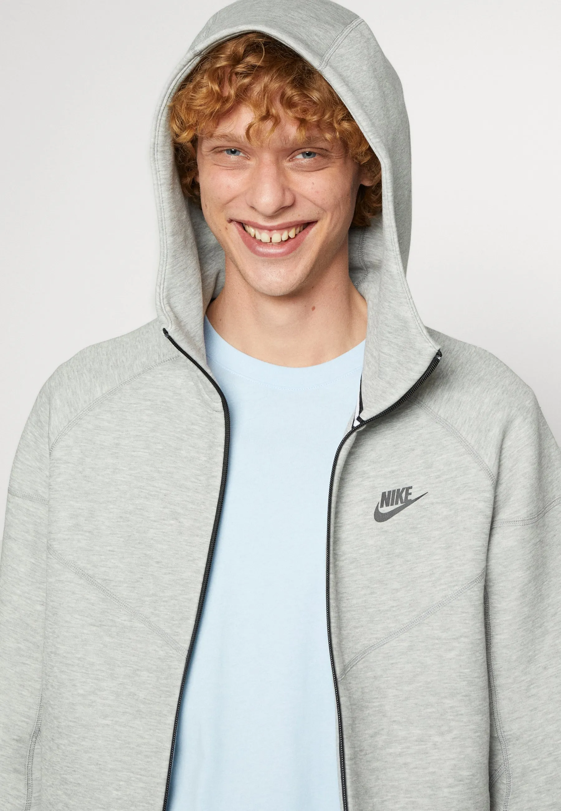 Felpa con zip -  grey heather/black