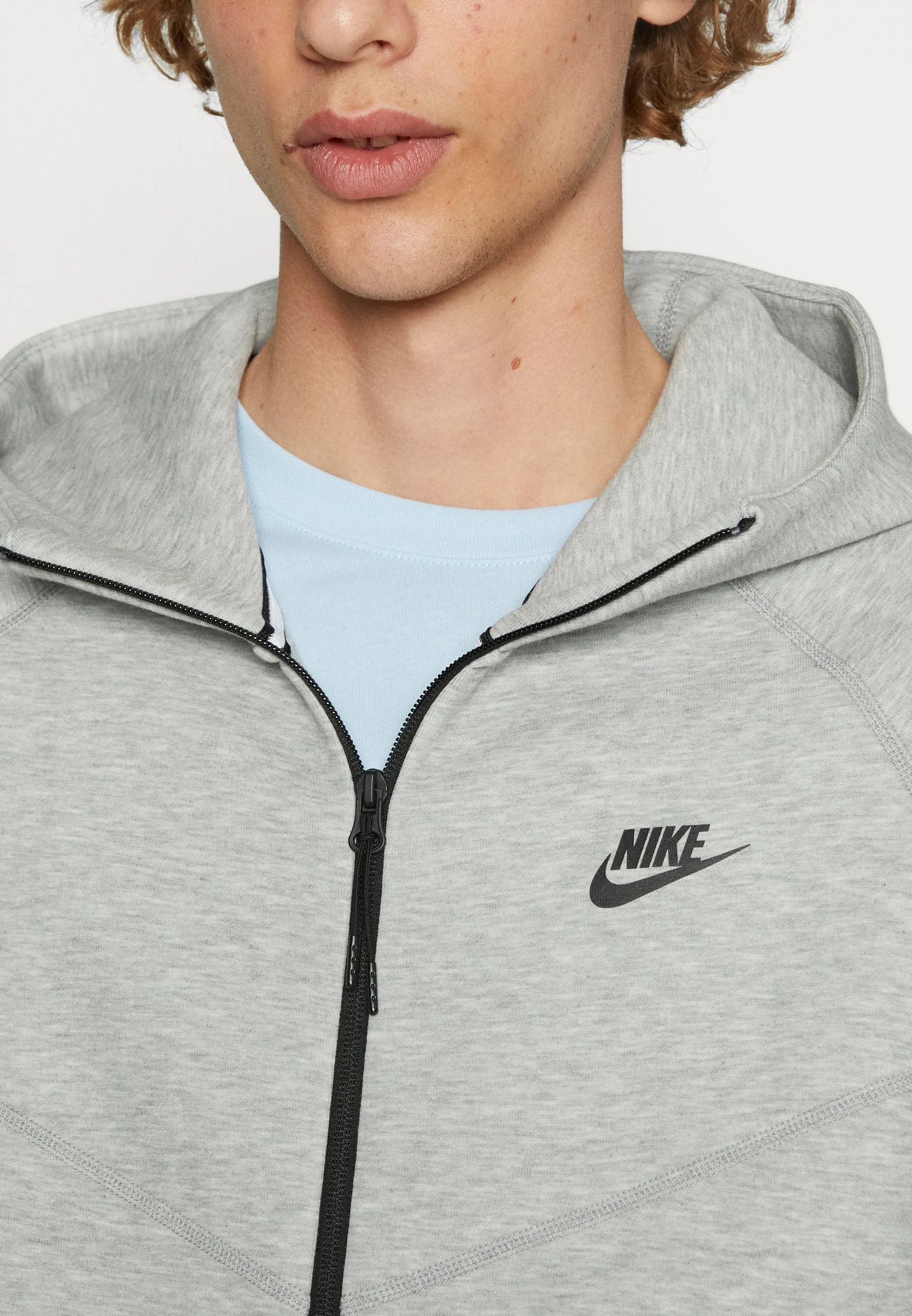 Felpa con zip -  grey heather/black
