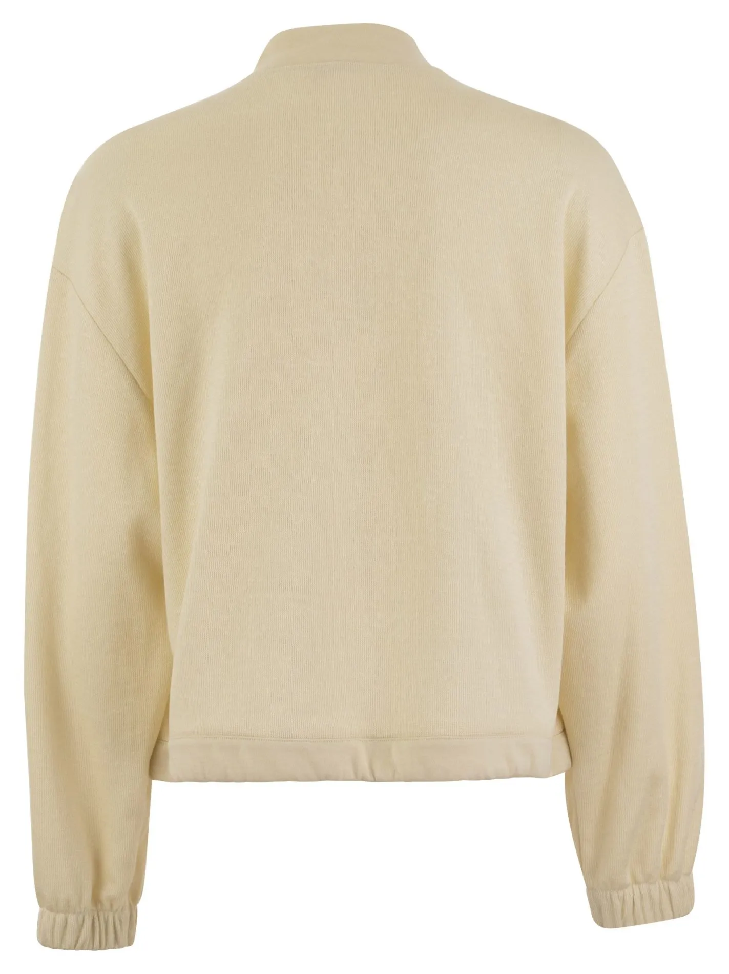 Felpa con zip in cotone e lino
