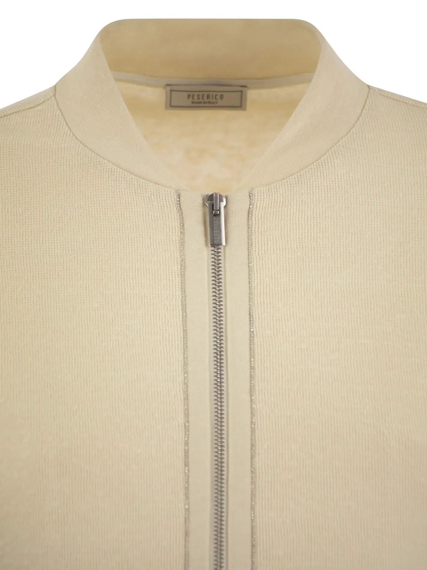 Felpa con zip in cotone e lino