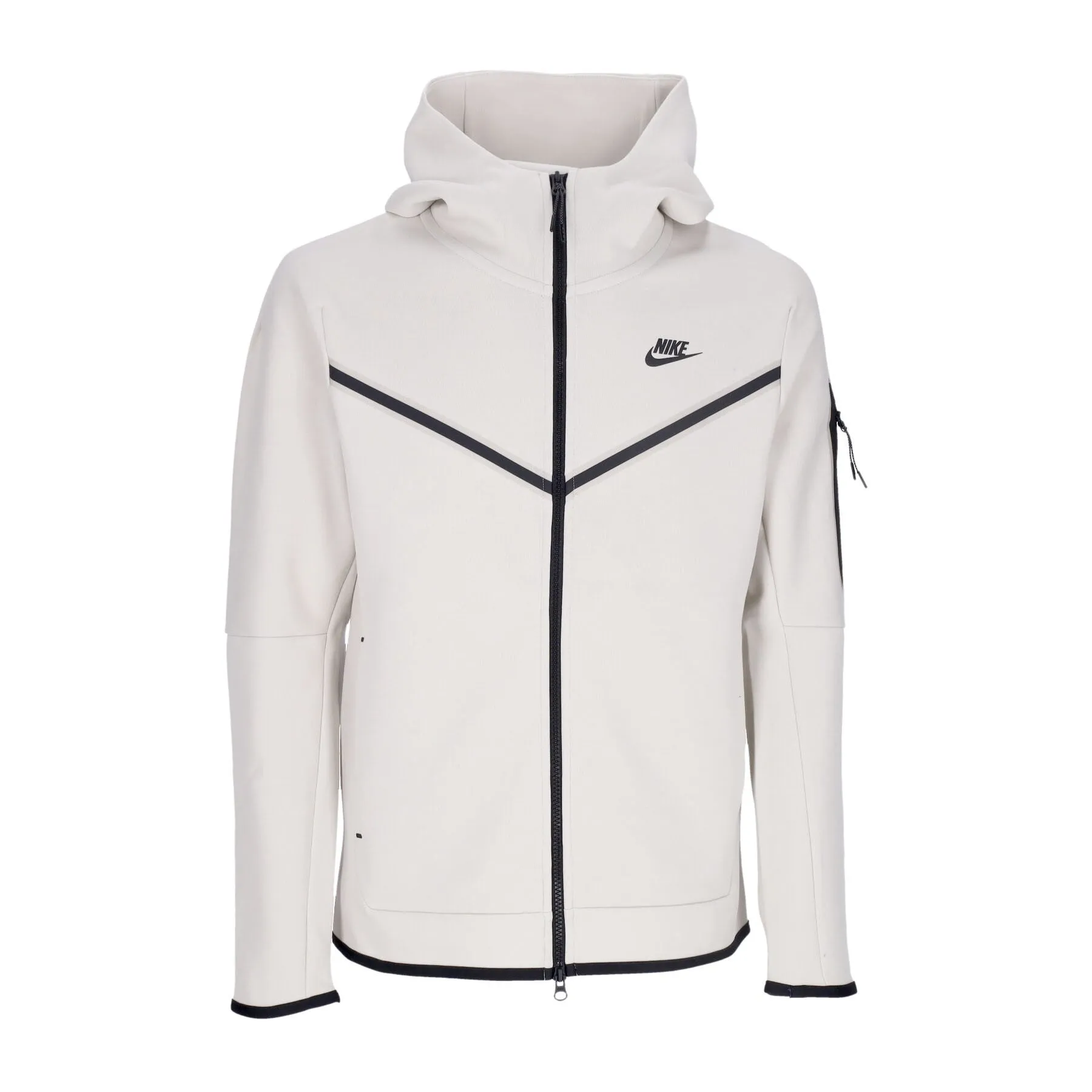 Felpa Leggera Cappuccio Zip Uomo Sportswear Tech Fleece Hoodie Light Bone/black