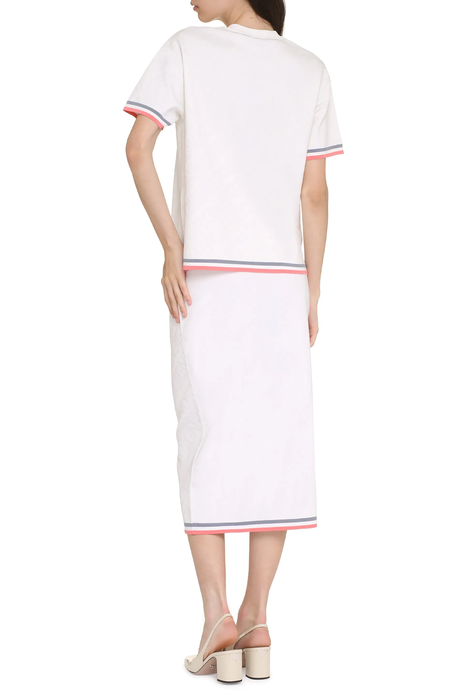 Fendi T-shirt in maglia jacquard