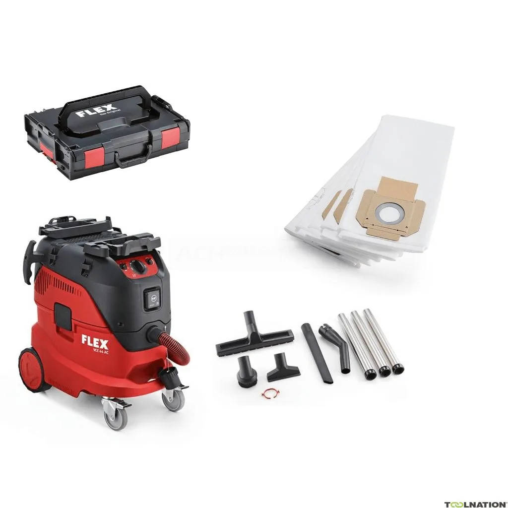 Flex-tools 471216 VCE44M AC SET Aspiratore di sicurezza con pulizia automatica del filtro, 30 L, classe M + set di pulizia in L-