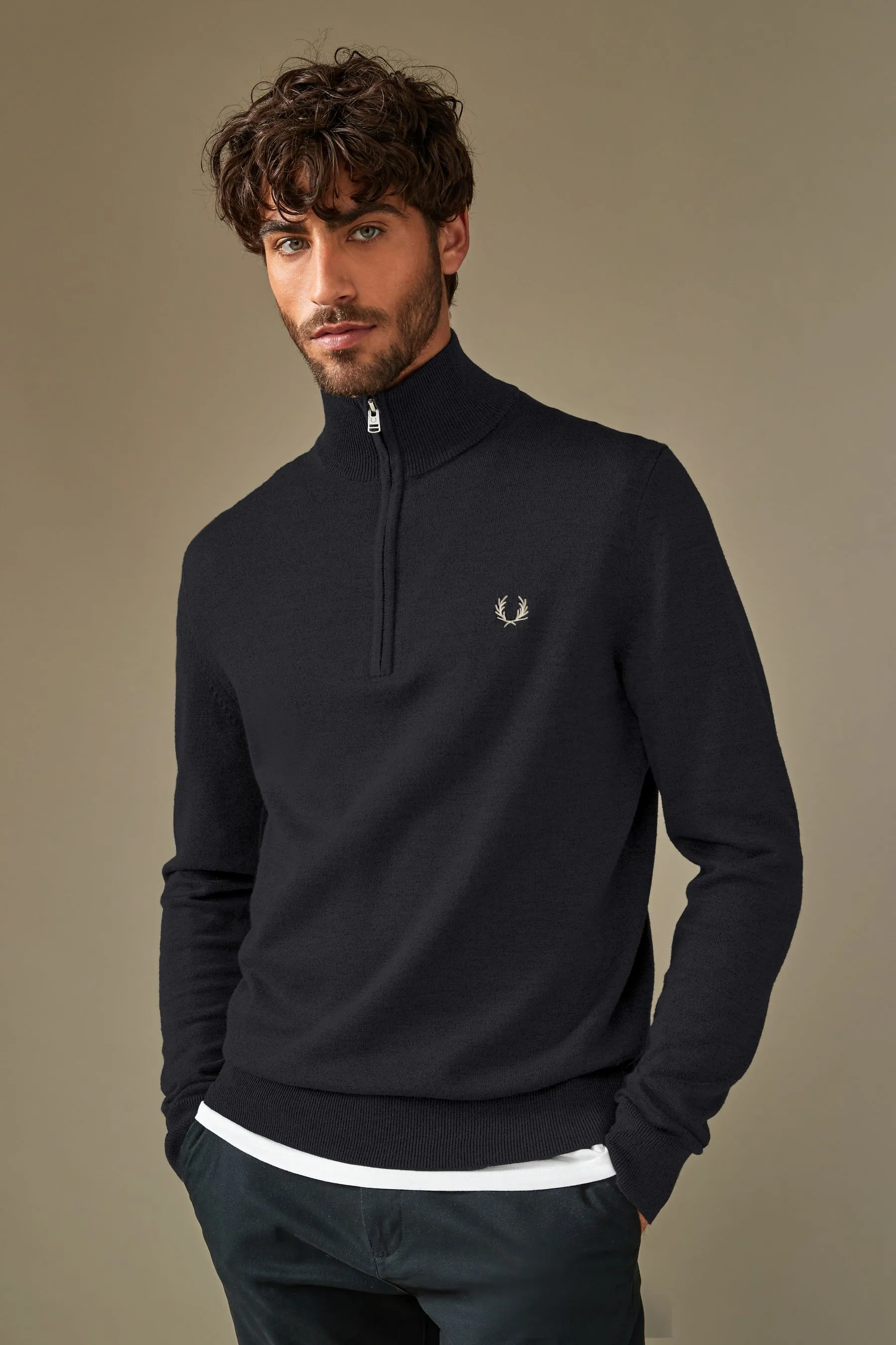 Fred Perry Classic Half Zip Knitted Jumper    