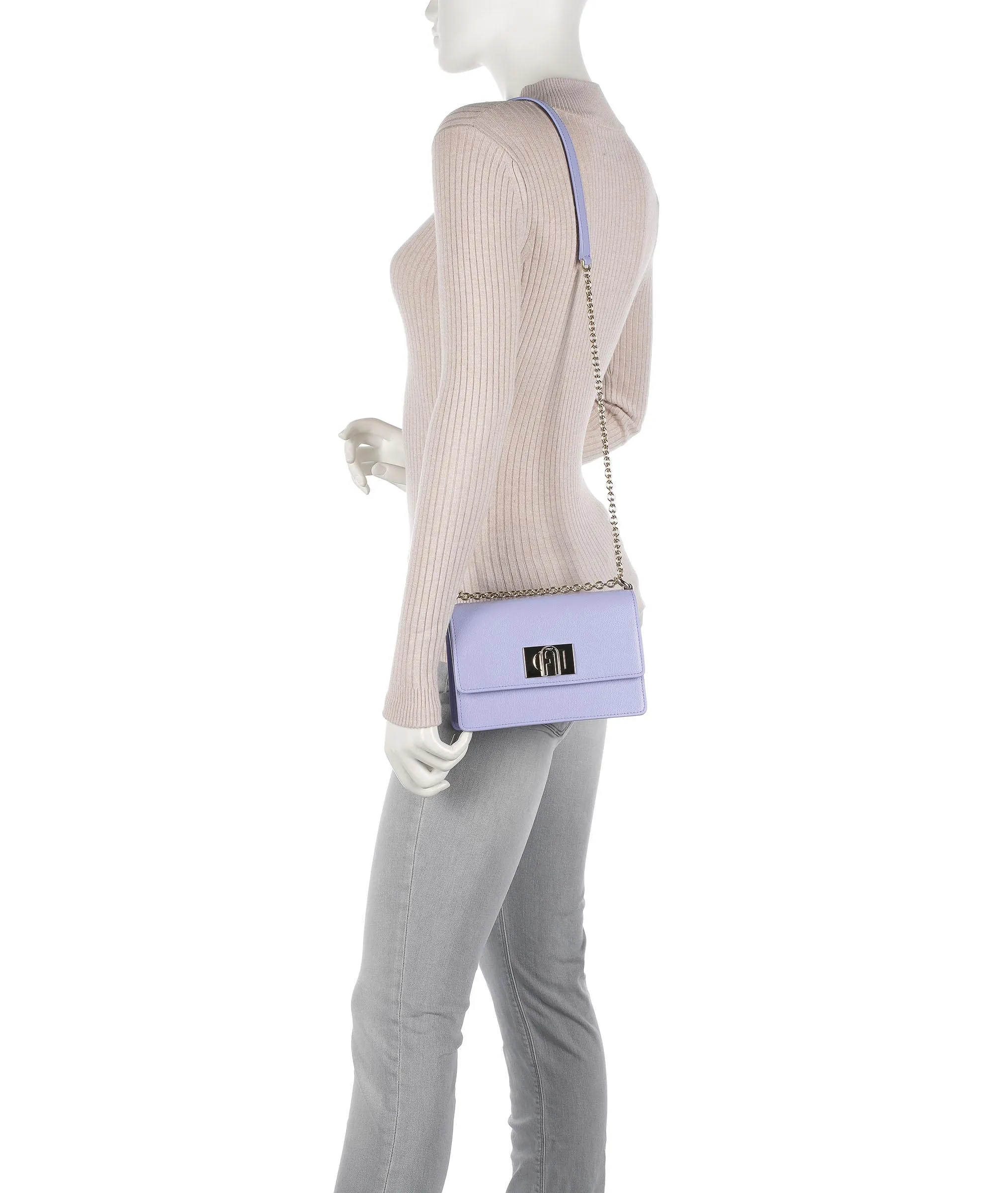  Furla 1927 Mini Borsa a spalla pelle di vacchetta grana lavanda  