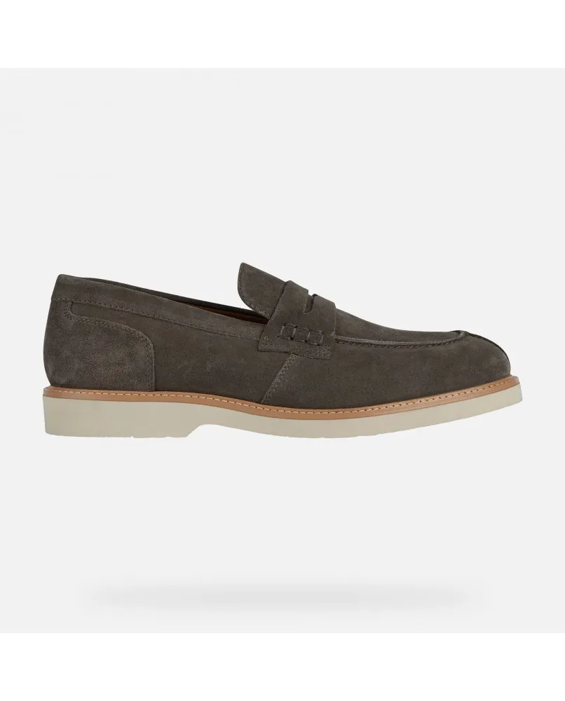 GEOX GUBBIO U25EED mocassino suede uomo taupe camoscio