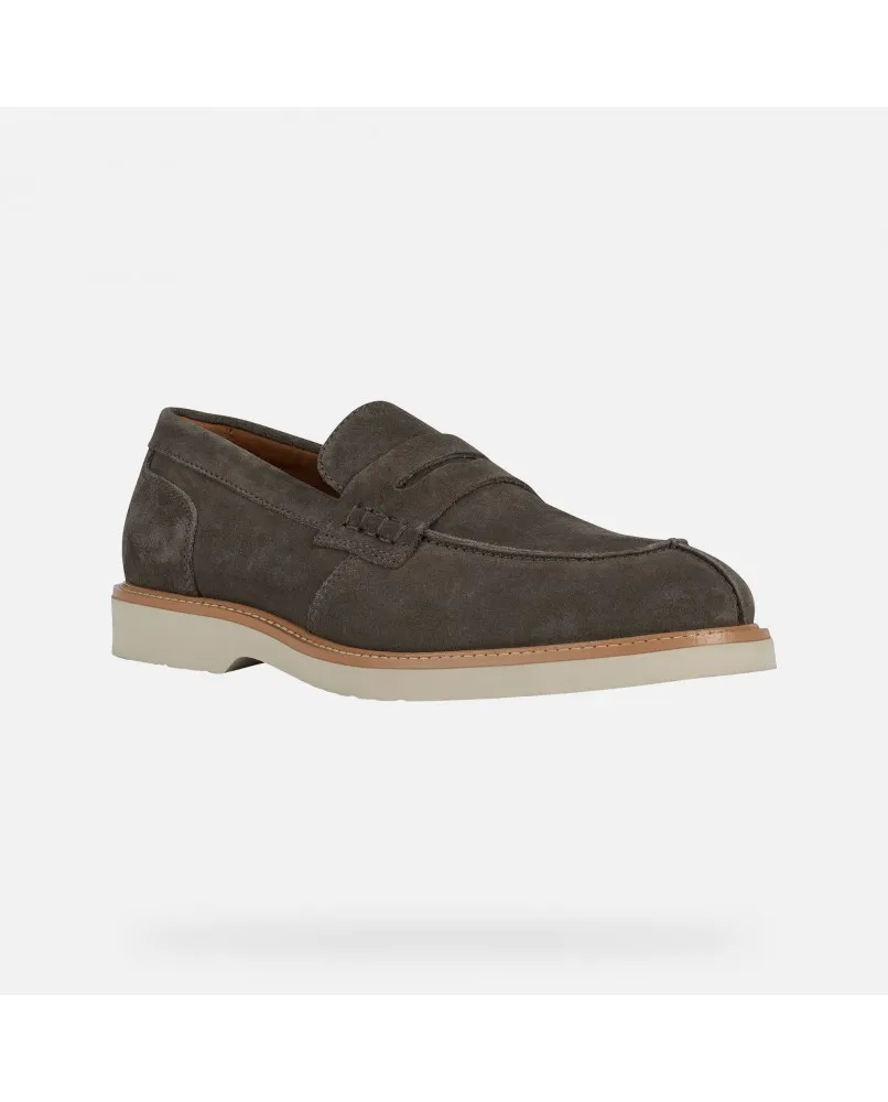 GEOX GUBBIO U25EED mocassino suede uomo taupe camoscio